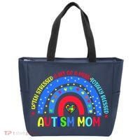 Autism Mom Rainbow Totally Blessed Awareness Love Puzzle Tote Bag thumb 0
