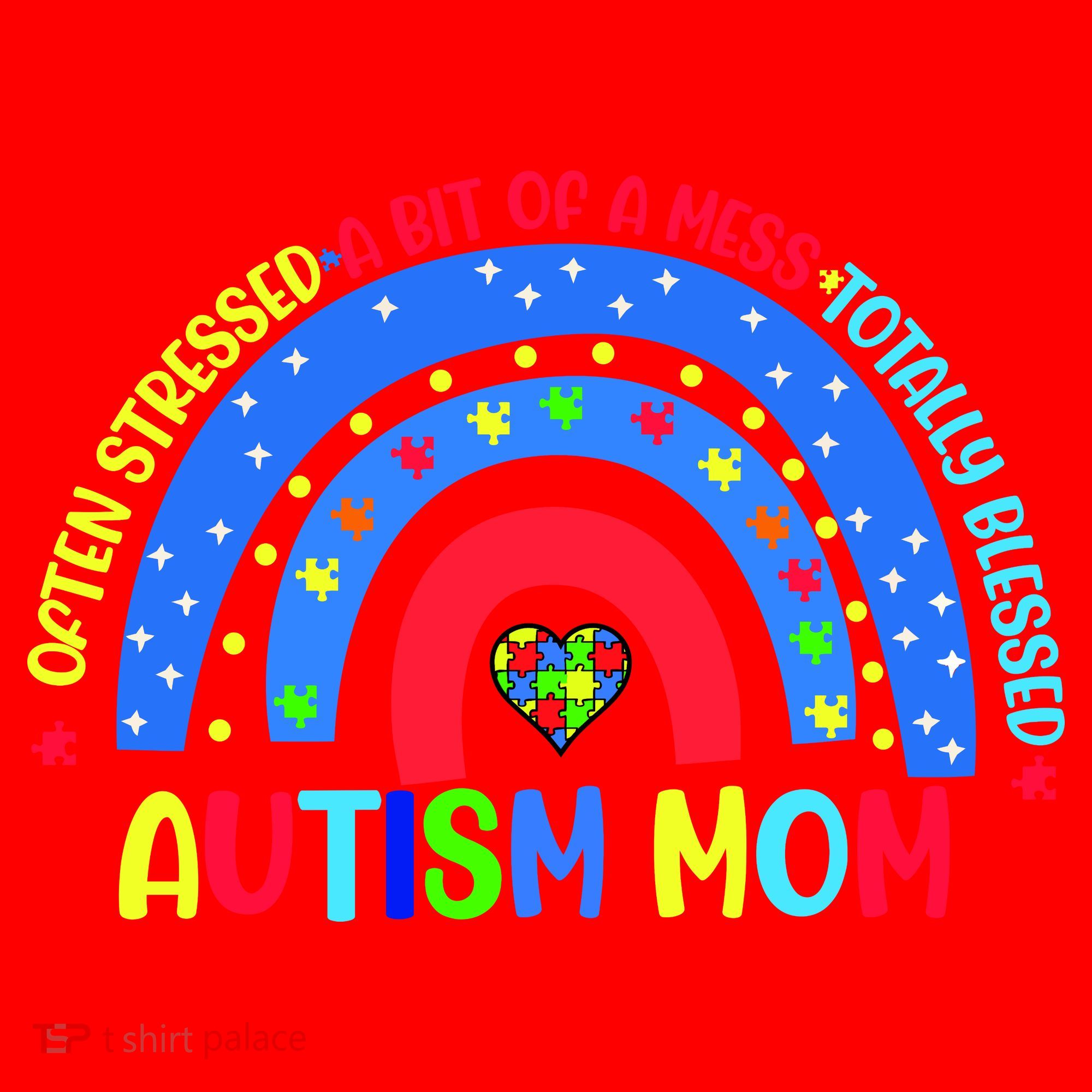 Autism Mom Rainbow Totally Blessed Awareness Love Puzzle Santa Hat