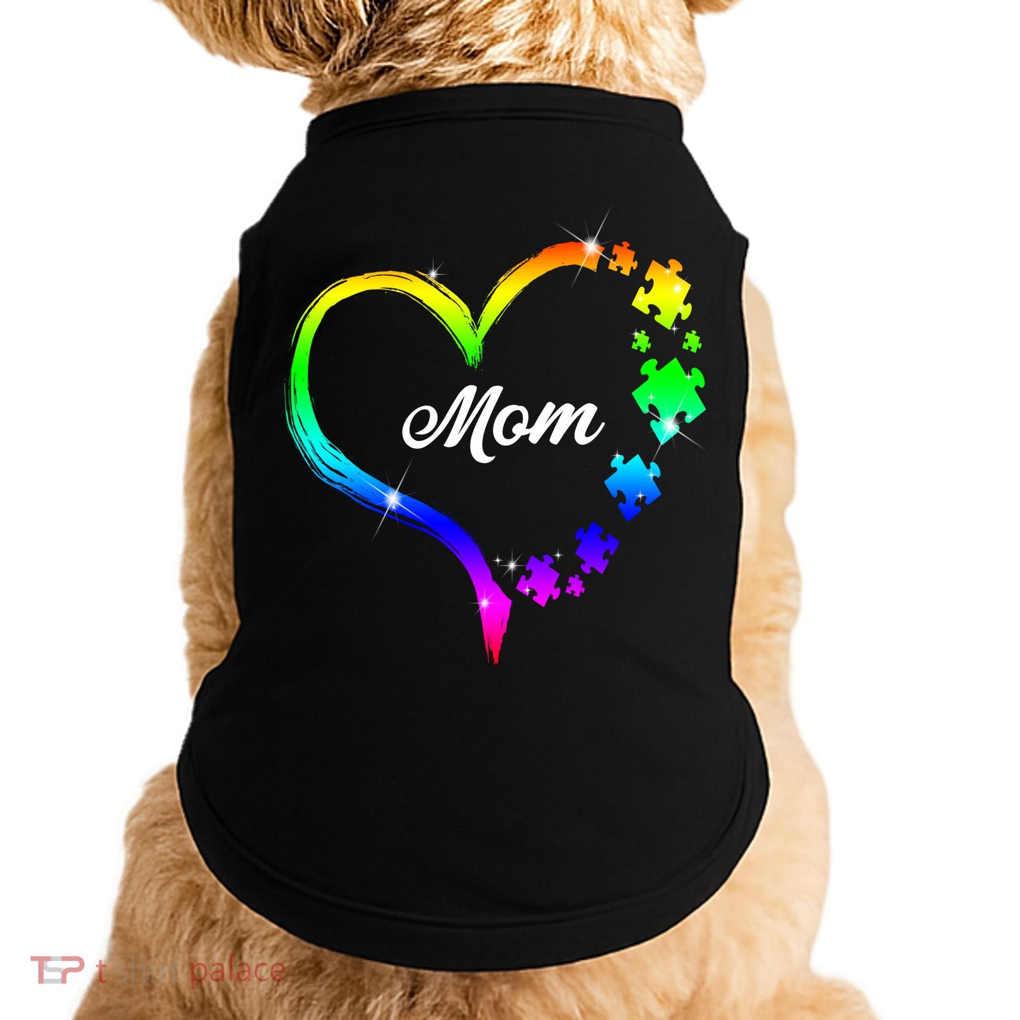 Autism Mom Rainbow Heart Doggie Tank