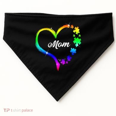 Autism Mom Rainbow Heart USA-Made Doggie Bandana