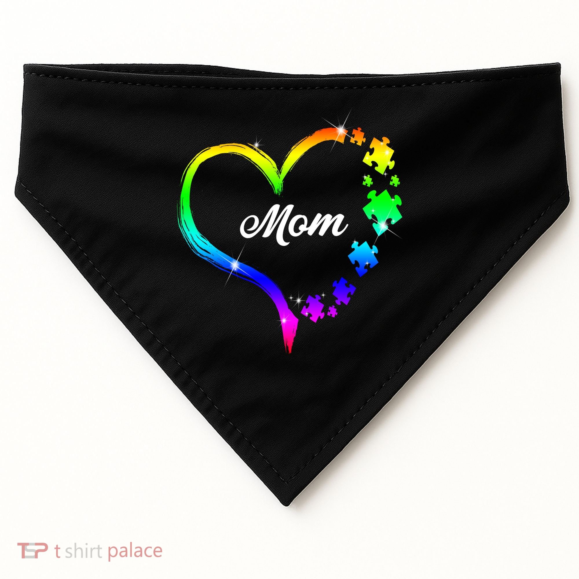 Autism Mom Rainbow Heart USA-Made Doggie Bandana
