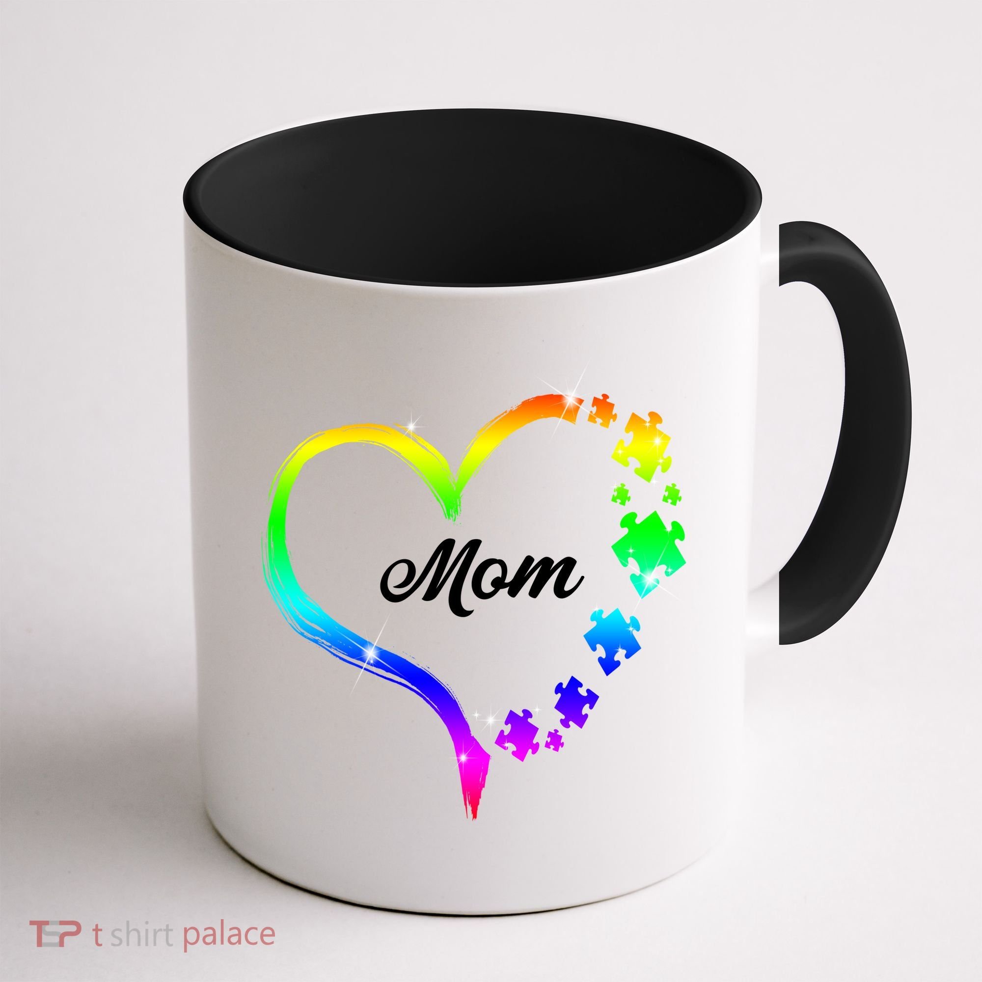 Autism Mom Rainbow Heart Coffee Mug