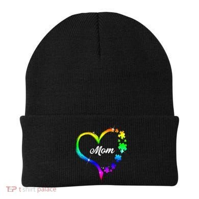 Autism Mom Rainbow Heart Beanie
