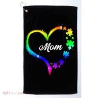 Autism Mom Rainbow Heart Golf Towel thumb 0