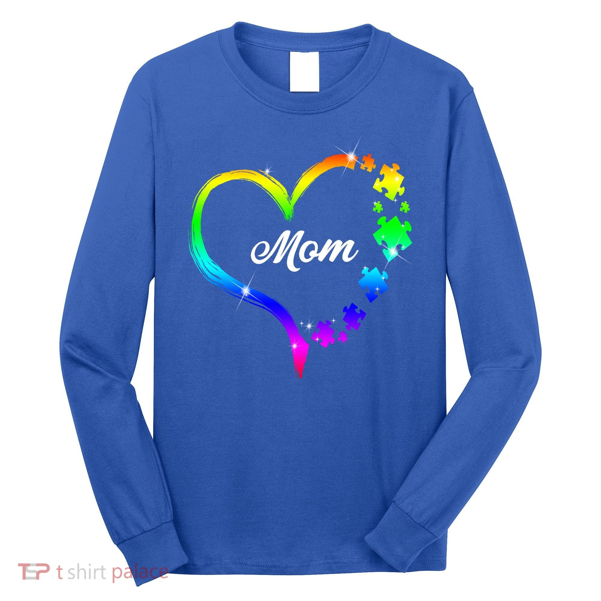 Autism Mom Rainbow Heart Long Sleeve Shirt