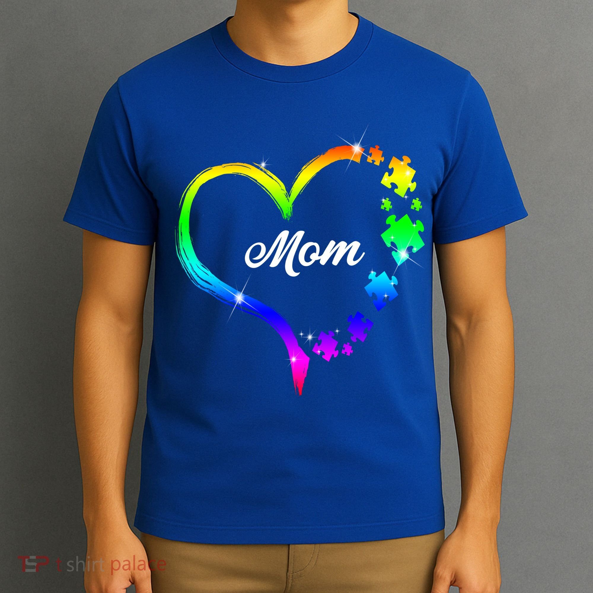 Autism Mom Rainbow Heart T-Shirt