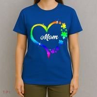 Autism Mom Rainbow Heart T-Shirt thumb 4