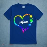 Autism Mom Rainbow Heart T-Shirt thumb 5