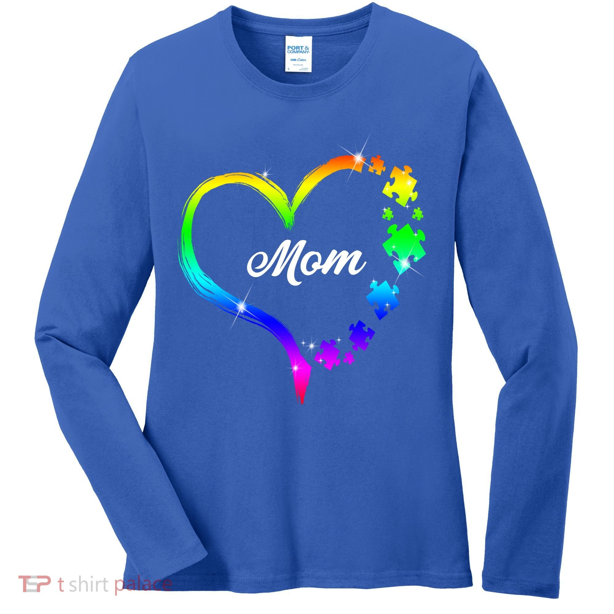 Autism Mom Rainbow Heart Women's Long Sleeve Shirt