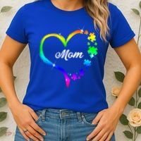 Autism Mom Rainbow Heart Women's T-Shirt thumb 2