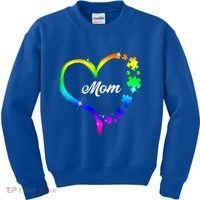 Autism Mom Rainbow Heart Kids Sweatshirt thumb 0