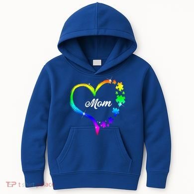 Autism Mom Rainbow Heart Kids Hoodie