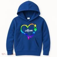 Autism Mom Rainbow Heart Kids Hoodie thumb 0