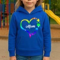 Autism Mom Rainbow Heart Kids Hoodie thumb 3