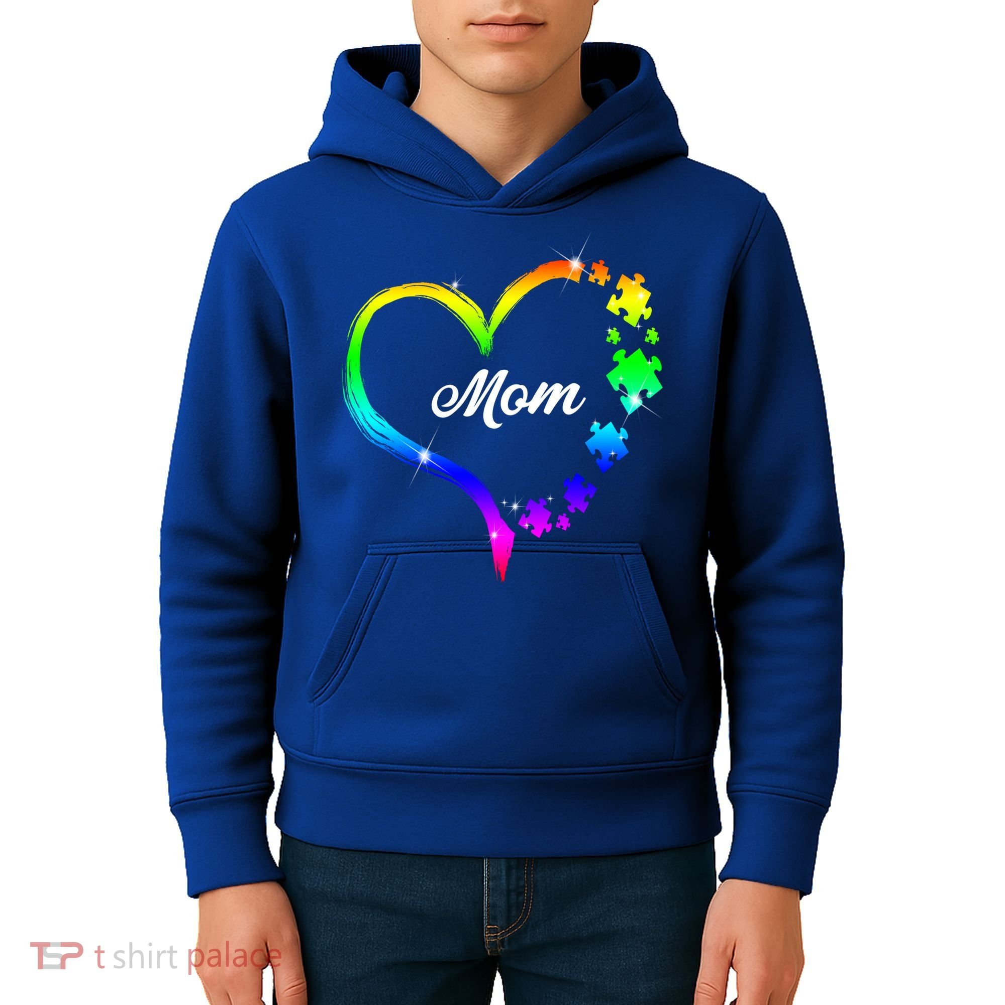Autism Mom Rainbow Heart Kids Hoodie