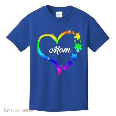 Autism Mom Rainbow Heart Kids T-Shirt