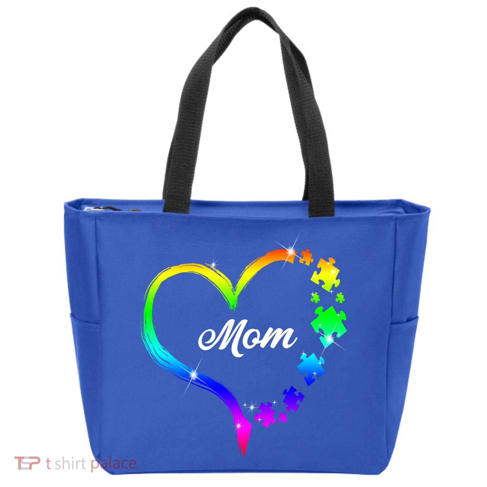 Autism Mom Rainbow Heart Tote Bag