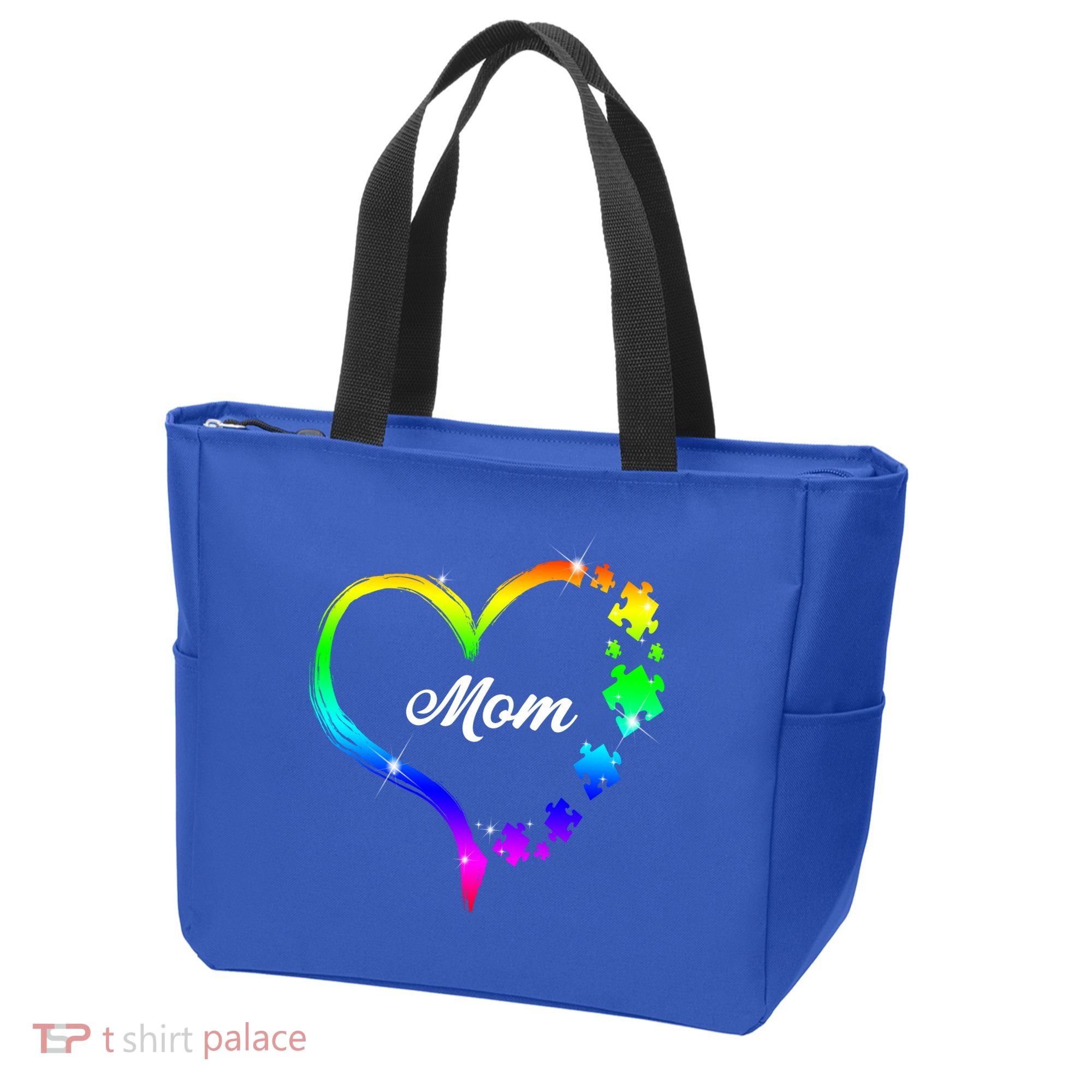 Autism Mom Rainbow Heart Tote Bag