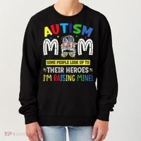 Autism Mom Raising Hero Autism Awareness Messy Bun Women's Sweatshirt thumb 0