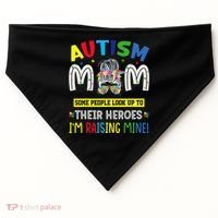 Autism Mom Raising Hero Autism Awareness Messy Bun USA-Made Doggie Bandana thumb 0