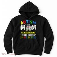 Autism Mom Raising Hero Autism Awareness Messy Bun Hoodie thumb 0