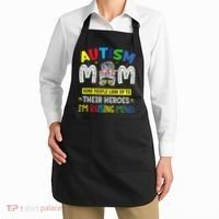 Autism Mom Raising Hero Autism Awareness Messy Bun Apron thumb 2