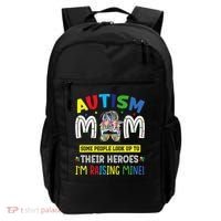 Autism Mom Raising Hero Autism Awareness Messy Bun Backpack thumb 0