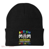 Autism Mom Raising Hero Autism Awareness Messy Bun Beanie thumb 0