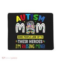 Autism Mom Raising Hero Autism Awareness Messy Bun Mousepad thumb 0