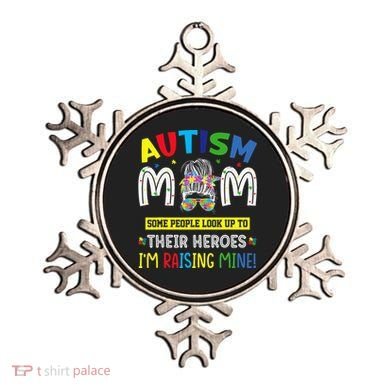 Autism Mom Raising Hero Autism Awareness Messy Bun Ornament