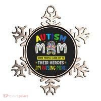 Autism Mom Raising Hero Autism Awareness Messy Bun Ornament thumb 0