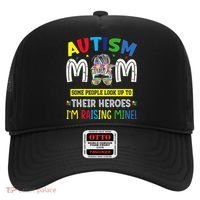 Autism Mom Raising Hero Autism Awareness Messy Bun Hat thumb 0