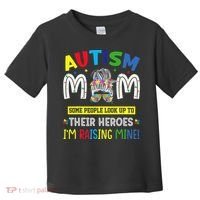 Autism Mom Raising Hero Autism Awareness Messy Bun Toddler T-Shirt thumb 0