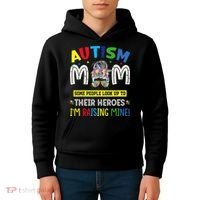 Autism Mom Raising Hero Autism Awareness Messy Bun Kids Hoodie thumb 4