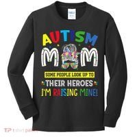 Autism Mom Raising Hero Autism Awareness Messy Bun Kids Long Sleeve Shirt thumb 0
