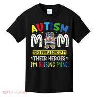 Autism Mom Raising Hero Autism Awareness Messy Bun Kids T-Shirt thumb 0