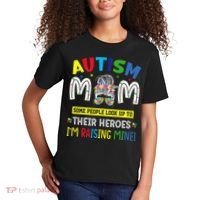 Autism Mom Raising Hero Autism Awareness Messy Bun Kids T-Shirt thumb 2