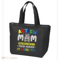 Autism Mom Raising Hero Autism Awareness Messy Bun Tote Bag thumb 3