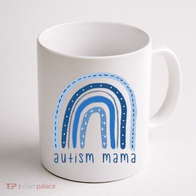 Autism Mama Rainbow Awareness Coffee Mug back