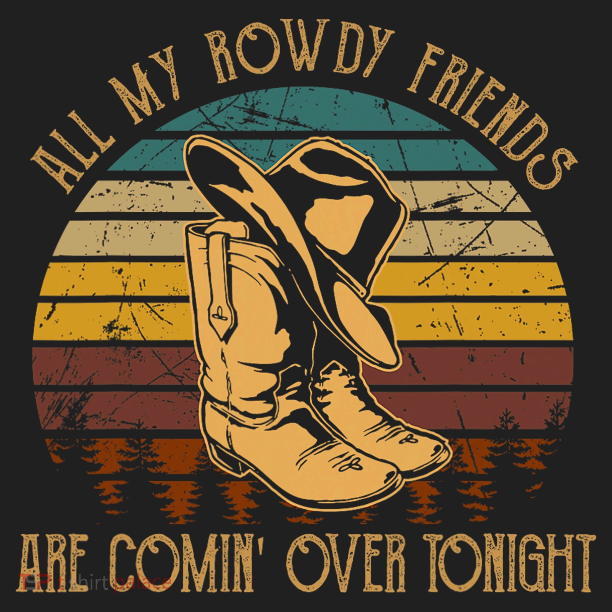 All My Rowdy Friends Are Comin' Over Tonight Retro Boots Hat Beanie