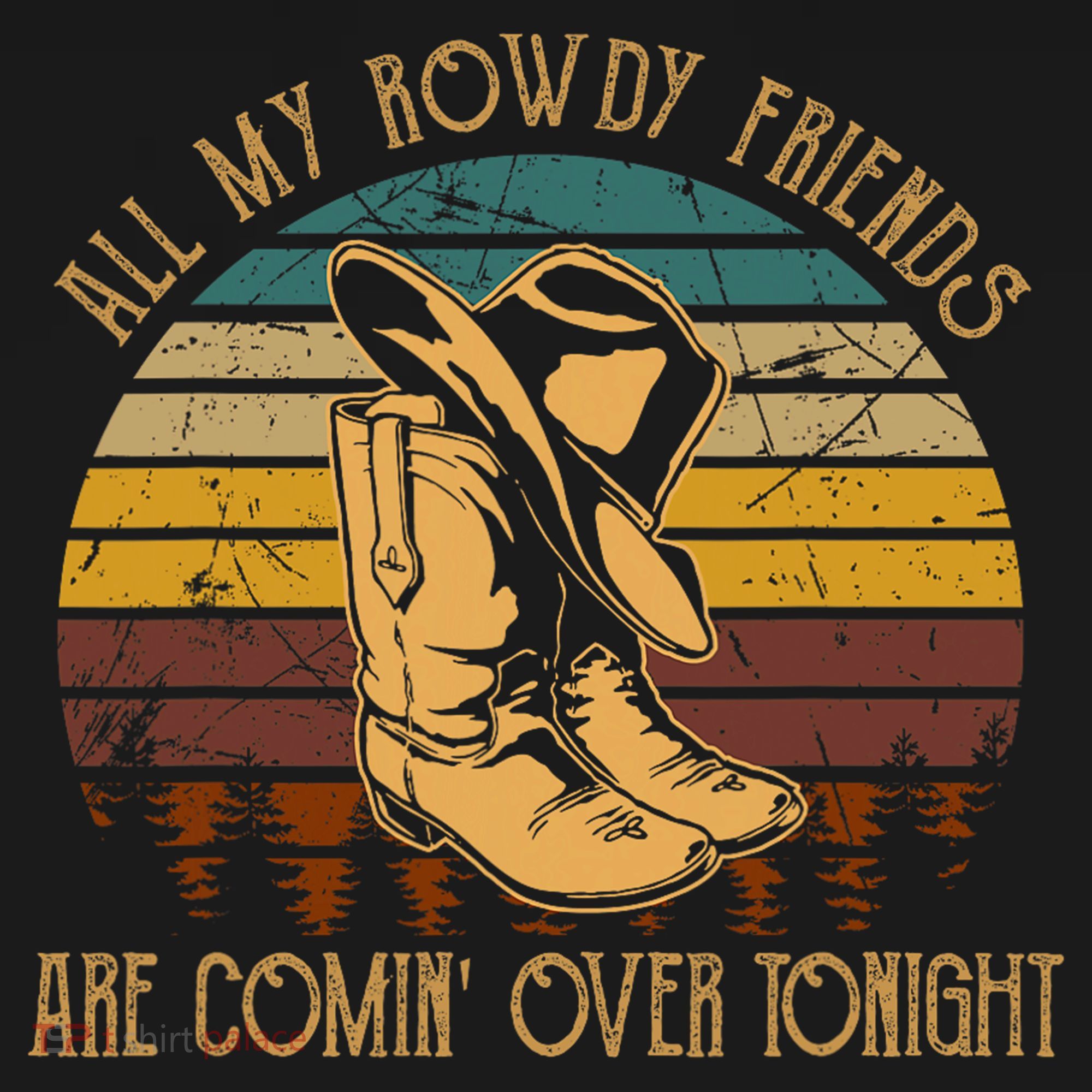 All My Rowdy Friends Are Comin' Over Tonight Retro Boots Hat Ornament