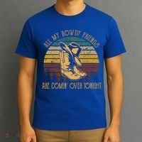 All My Rowdy Friends Are Comin' Over Tonight Retro Boots Hat T-Shirt thumb 3