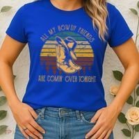 All My Rowdy Friends Are Comin' Over Tonight Retro Boots Hat Women's T-Shirt thumb 2