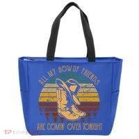 All My Rowdy Friends Are Comin' Over Tonight Retro Boots Hat Tote Bag thumb 0