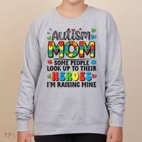 Autism Mom Raising Hero Groovy Autism Awareness   Women's Sweatshirt thumb 0