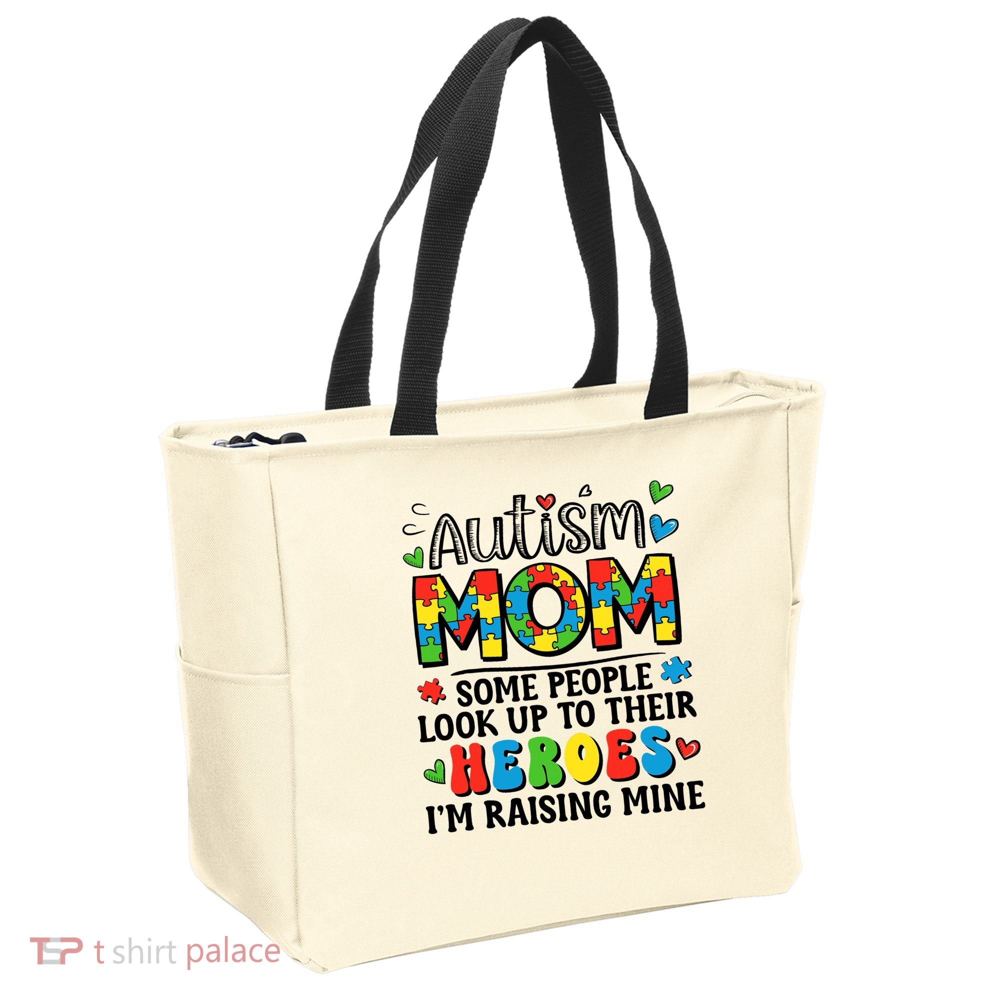Autism Mom Raising Hero Groovy Autism Awareness   Tote Bag