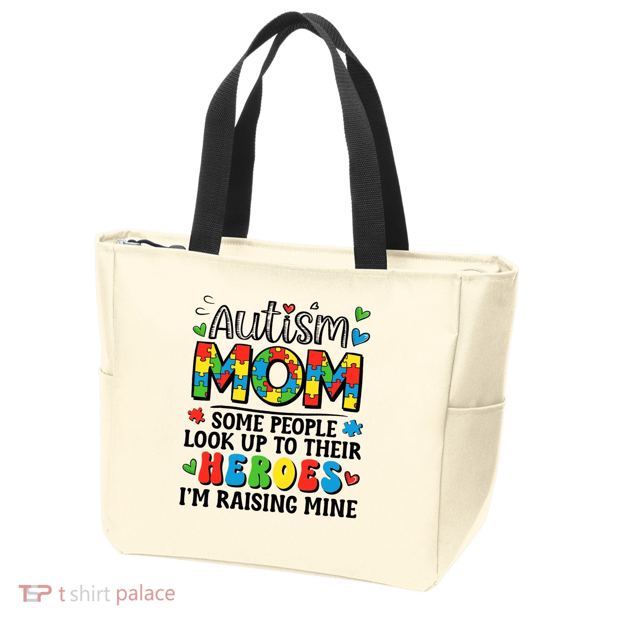 Autism Mom Raising Hero Groovy Autism Awareness   Tote Bag