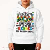 Autism Mom Raising Hero Groovy Autism Awareness   Hoodie thumb 2