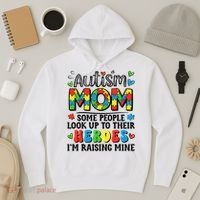 Autism Mom Raising Hero Groovy Autism Awareness   Hoodie thumb 3