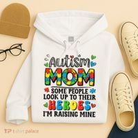 Autism Mom Raising Hero Groovy Autism Awareness   Hoodie thumb 4